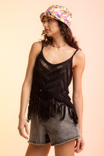 Load image into Gallery viewer, Sleeveless Sheer Fringed Knit Tank Top
