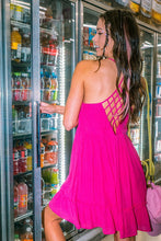 Load image into Gallery viewer, Sleeveless Woven Lattice Open Back Mini dress.
