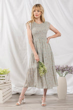 Load image into Gallery viewer, SMOCKED FLORAL MIDI DRESS
