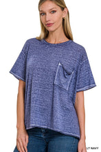 Load image into Gallery viewer, OVERSIZED WASHED MELANGE BURNOUT RAW EDGE TEE
