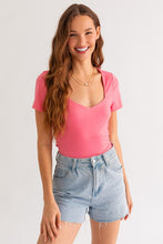 Load image into Gallery viewer, Short Sleeve Back Cross Bodysuit
