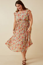 Load image into Gallery viewer, Plus Floral Pleated Skirt Ruffle Tank Dress
