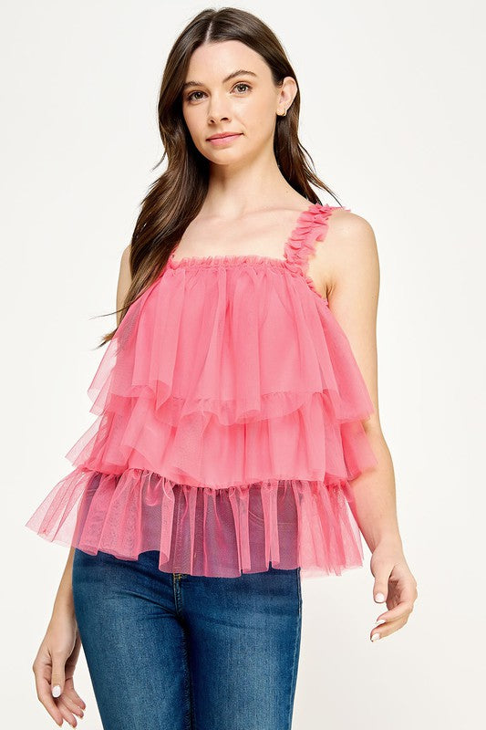 Tiered Tulle Cami Top