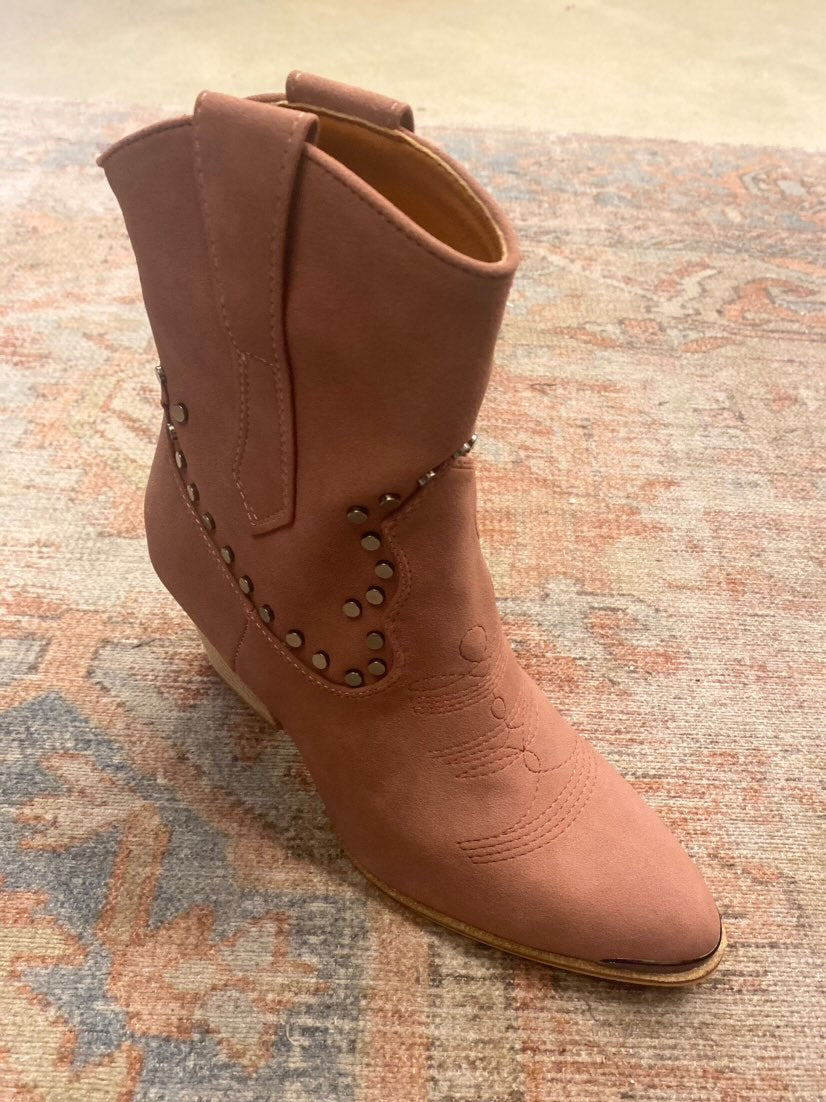 Pink Western Ankle Boot