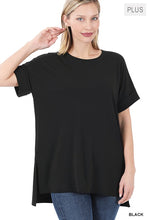 Load image into Gallery viewer, PLUS ROLLED SHORT SLEEVE ROUND NECK TOP
