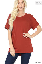 Load image into Gallery viewer, PLUS ROLLED SHORT SLEEVE ROUND NECK TOP
