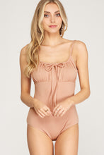 Load image into Gallery viewer, RIB KNIT RUCHED CAMI BODYSUIT
