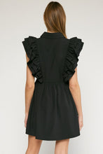 Load image into Gallery viewer, Collared button up ruffle sleeve mini dress
