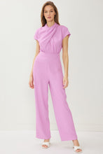 Load image into Gallery viewer, Twist front neck short sleeve wide leg Jumpsuit.
